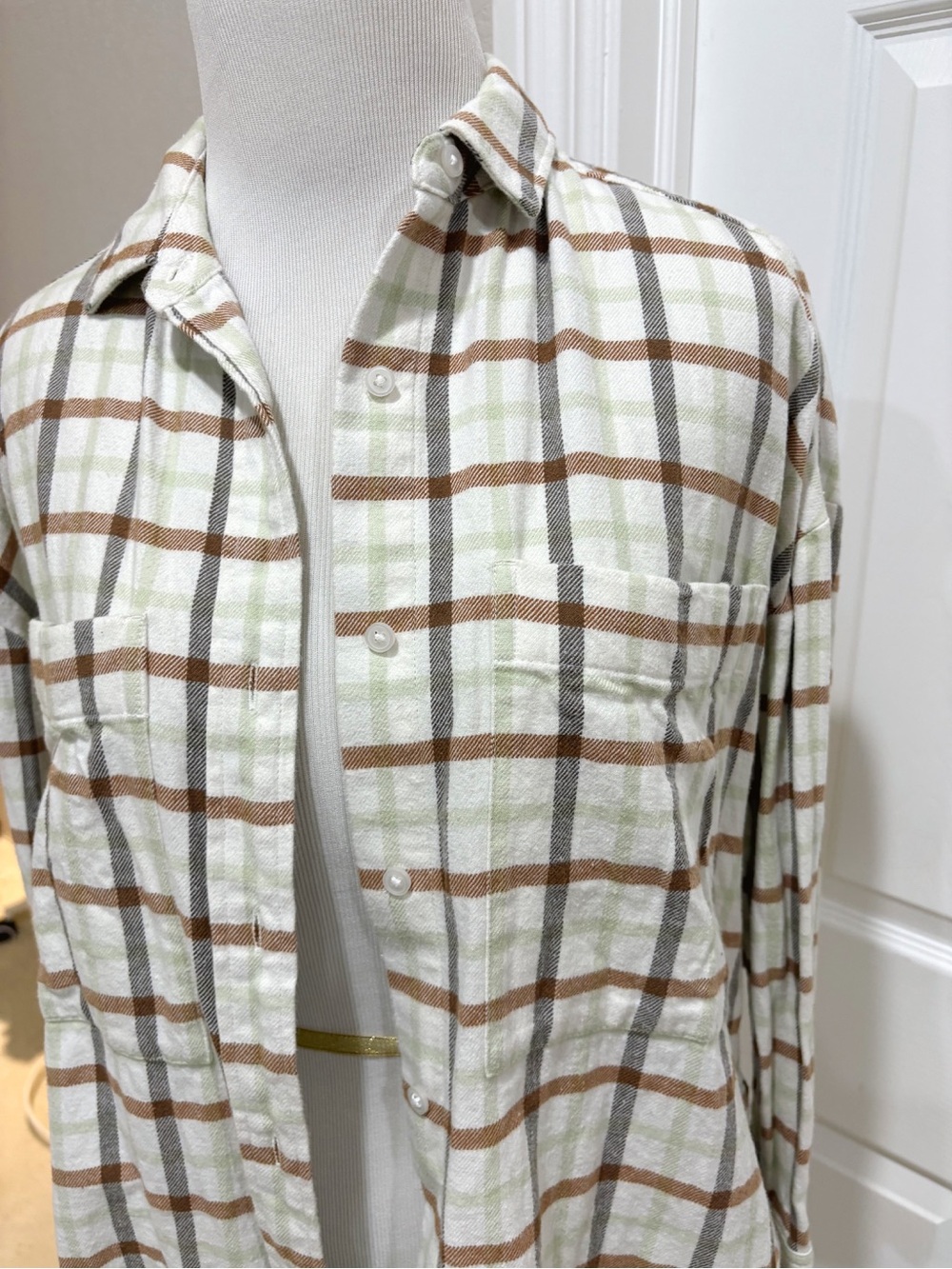 Everlane Boxy Plaid Checkered Cotton Flannel Button-Front Shirt Size XXS-S - Picture 3 of 9